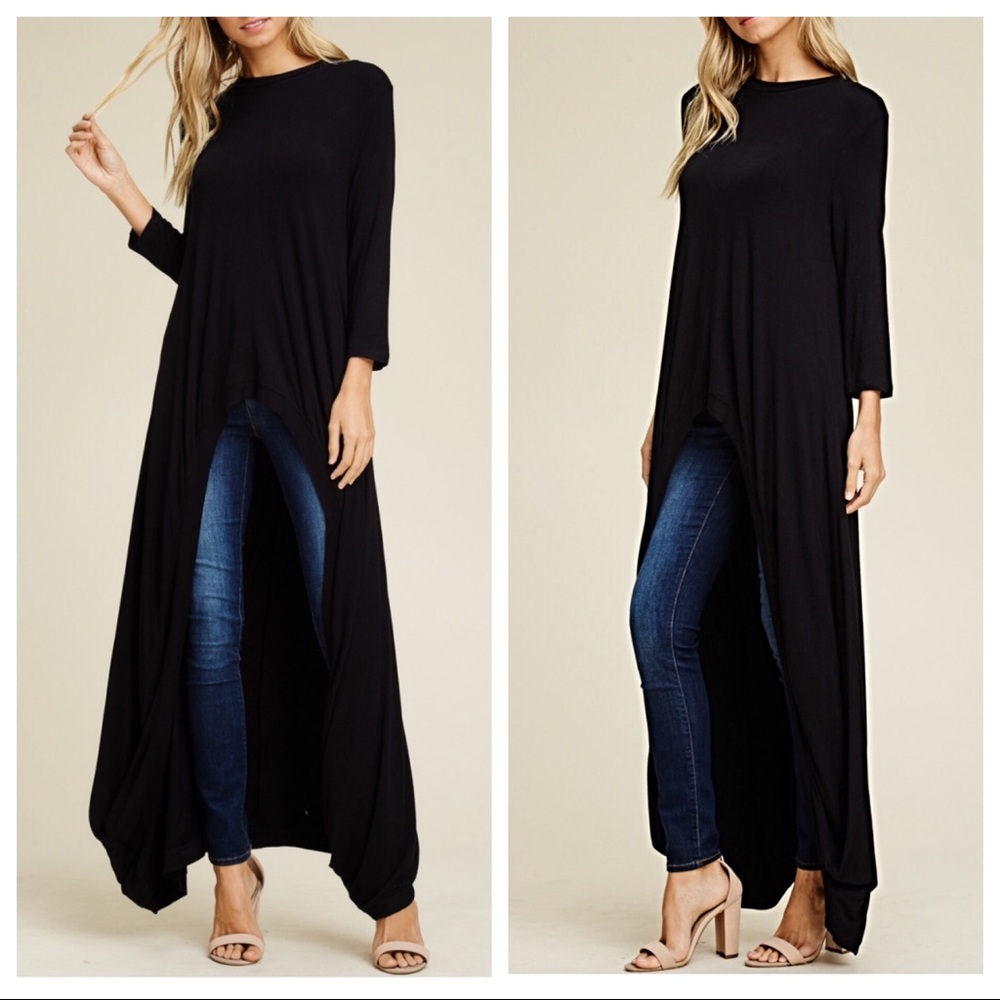 ✨LAST ONE✨Black favorite high/Low 3/4 tunic dress - Picture 3 of 8